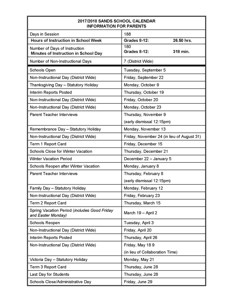 Calendar 20172018_Page_1 Sands Secondary